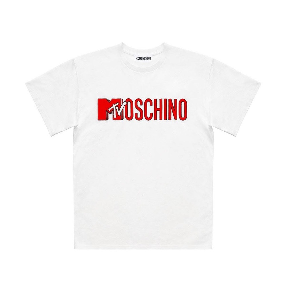 🎀Moschino X H&M X MTV vintage look white embellished t shirt xs